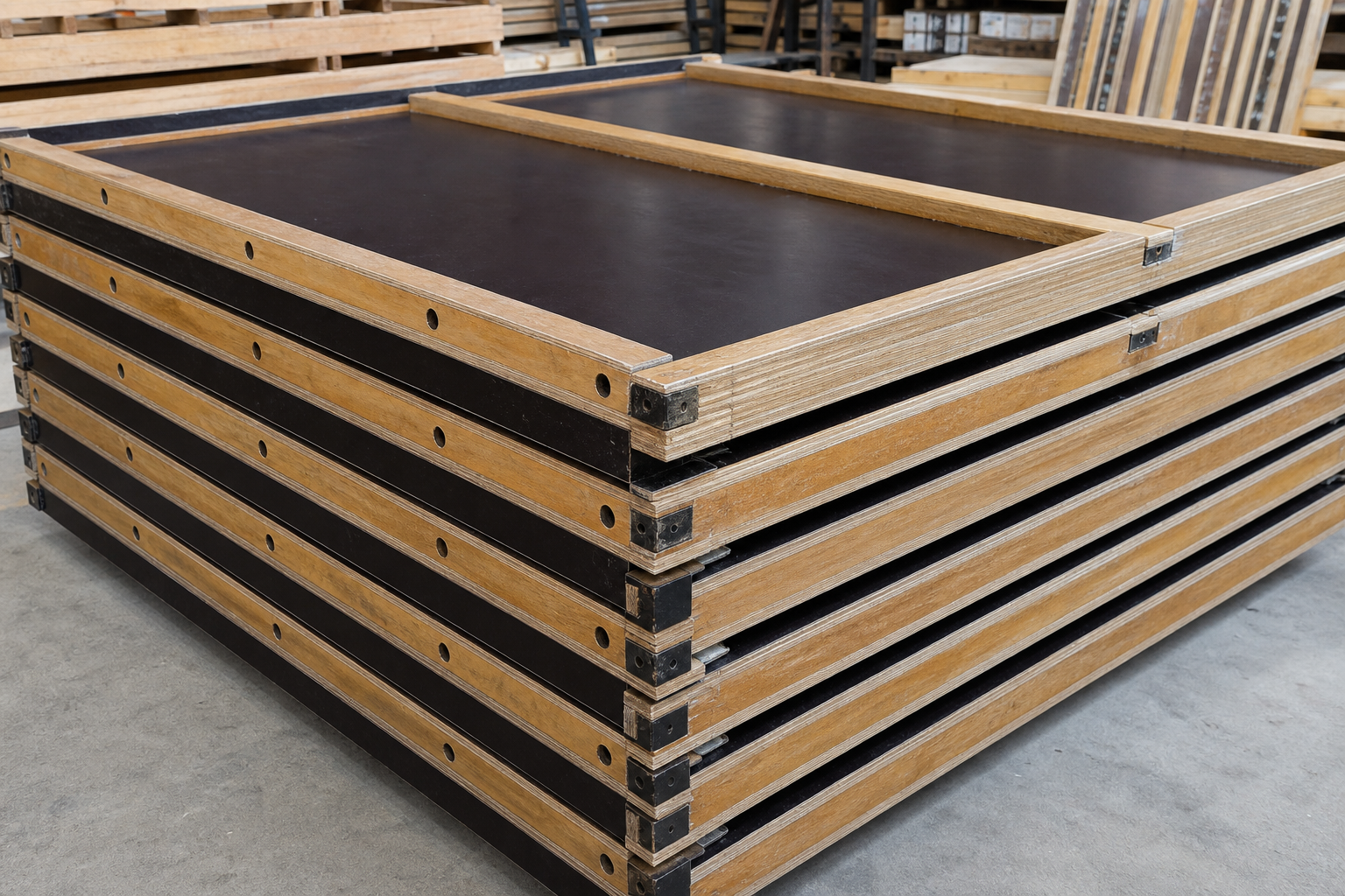 Paneles fenólicos armados apilados para construcción